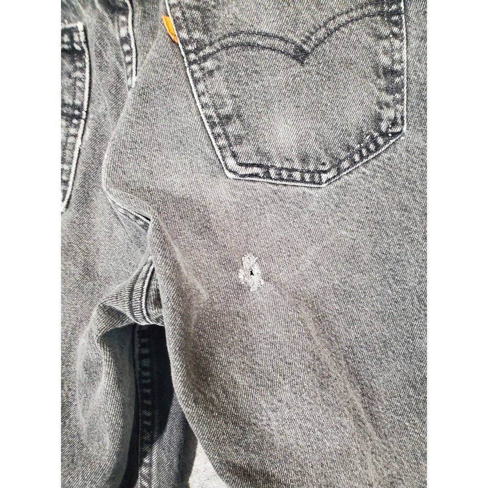 Vintsge Levi's 560 Orange Tab Jeans Mens 31x32 Black USA Loose Taper Distressed - Picture 3 of 16